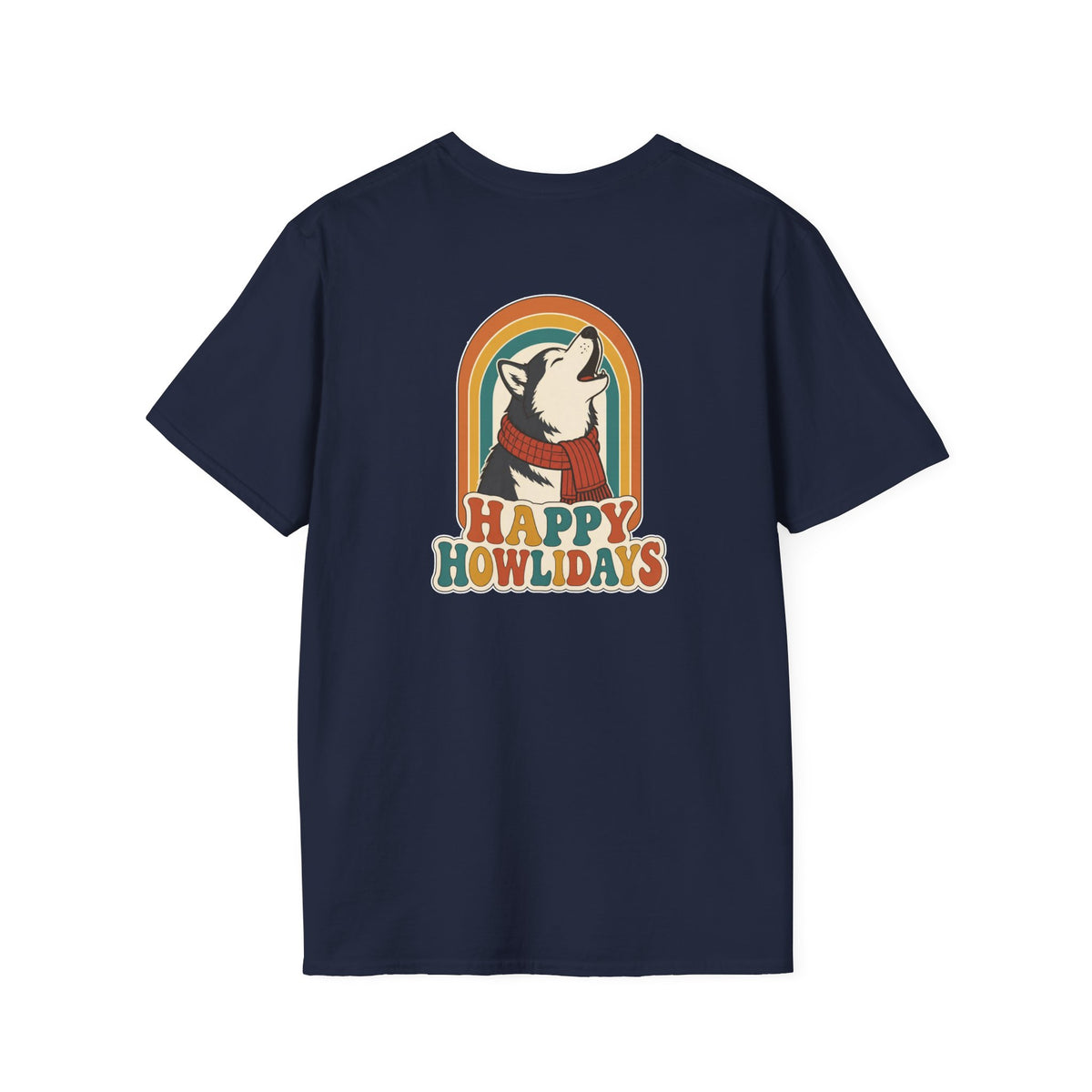 Retro Christmas Dog T-Shirt Happy Howlidays Vintage Dog Lover Shirt Unisex Softstyle Tee Christmas Gift