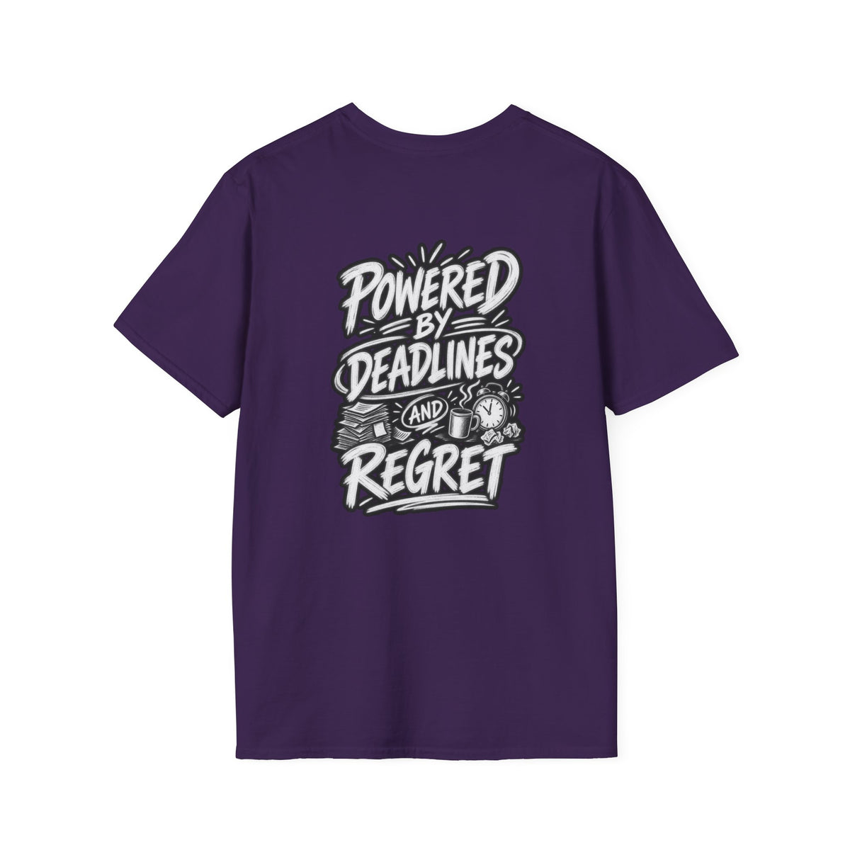 Funny Dark Humor Shirt Powered by Deadlines and Regret Funny Office Tee Unique Coworker Gift