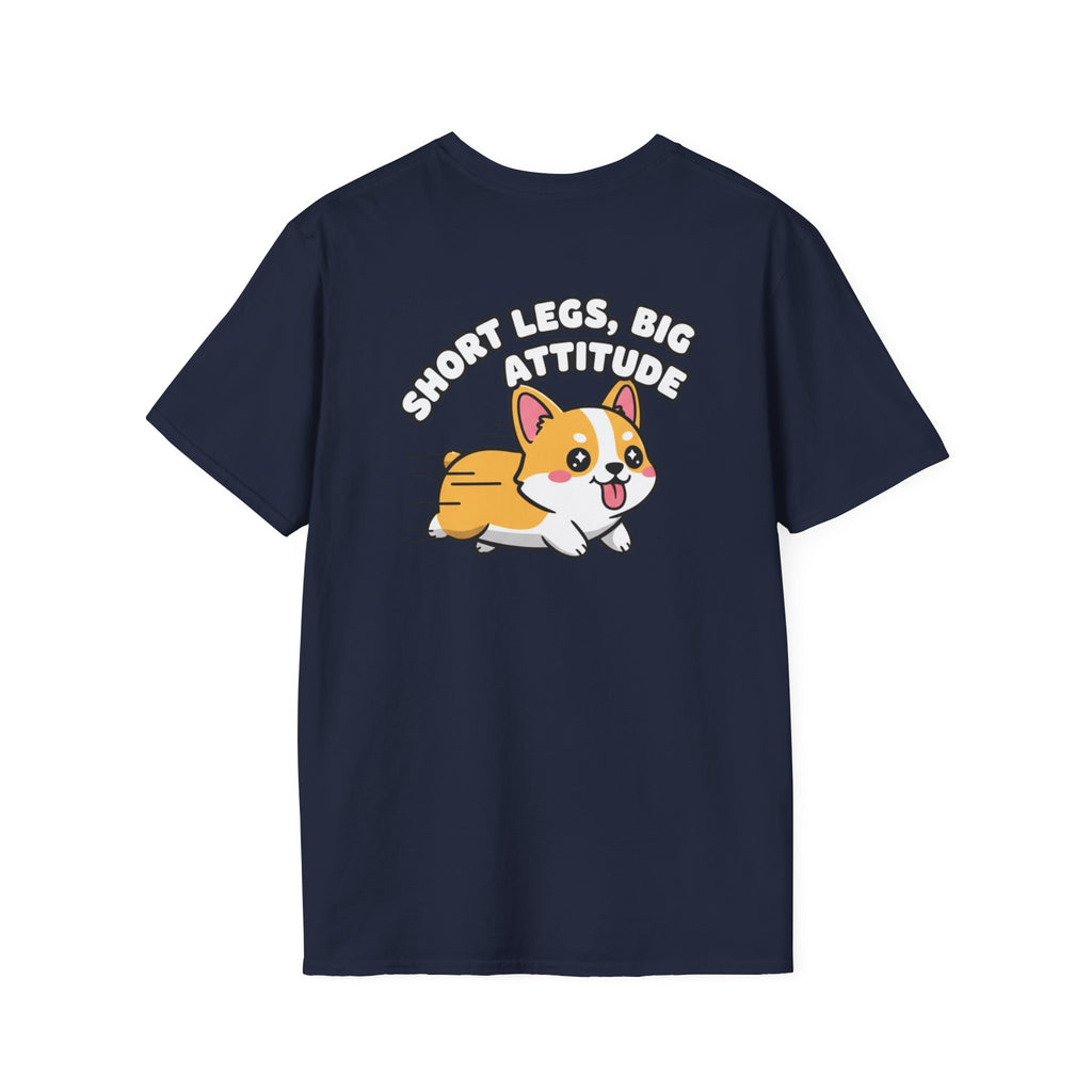 Cute Corgi Shirt Short Legs, Big Attitude Funny Dog Lover Unisex Softstyle Tee Gift