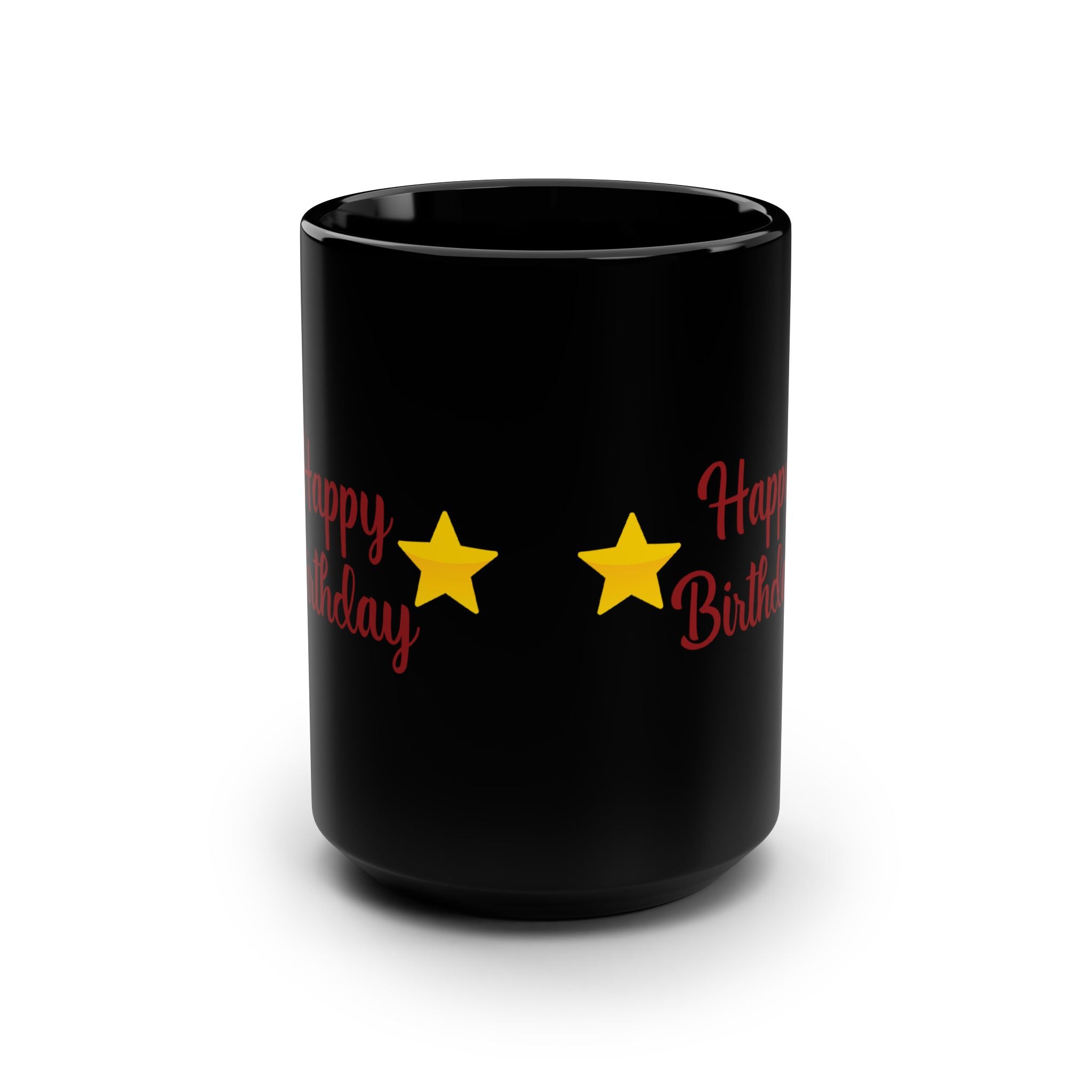 Happy Birthday Gift Black Ceramic Mug Star Great Present Bf Gf Wife Husband 15oz