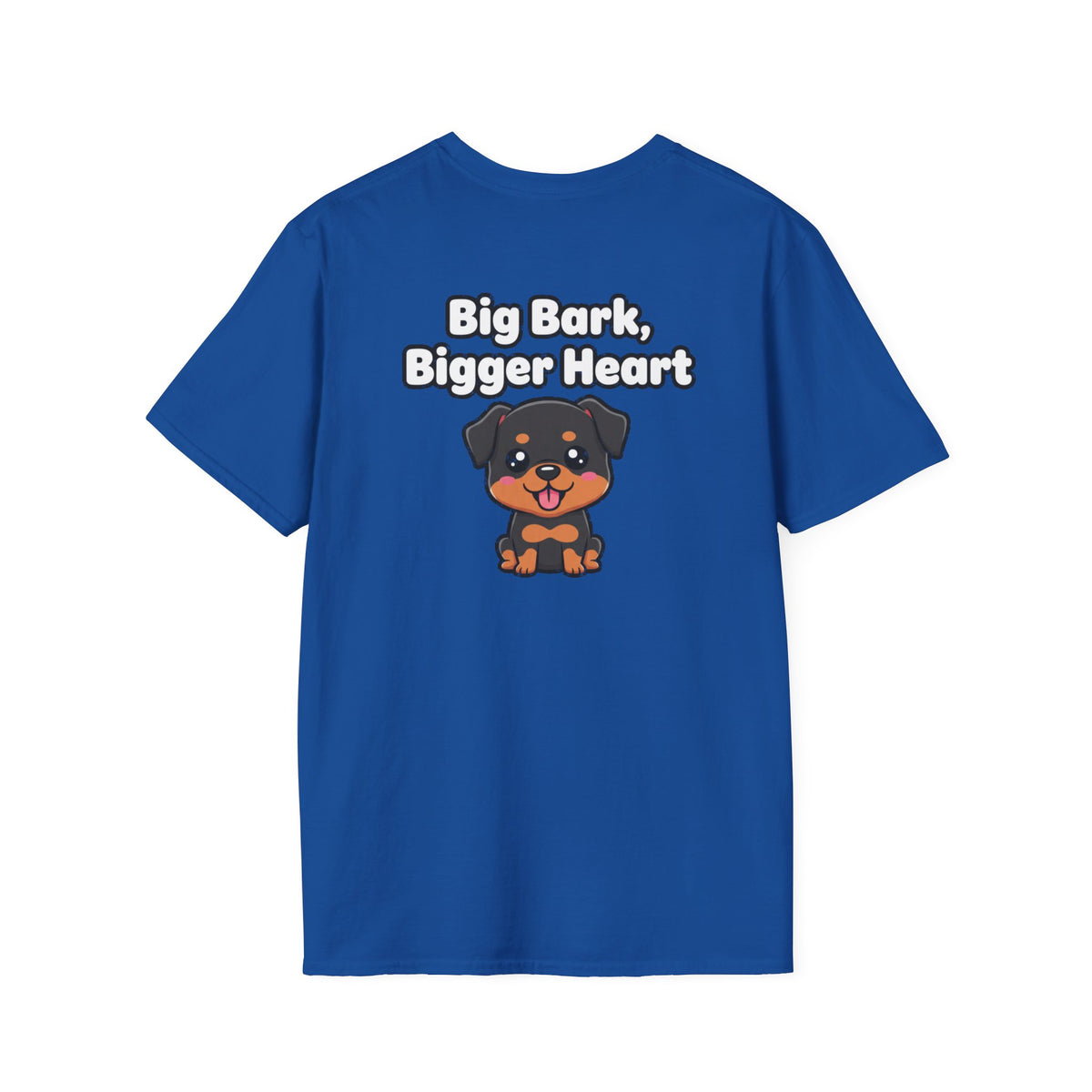 Cute Rottweiler Shirt Big Bark, Bigger Heart Funny Dog Lover Unisex Softstyle Tee Gift