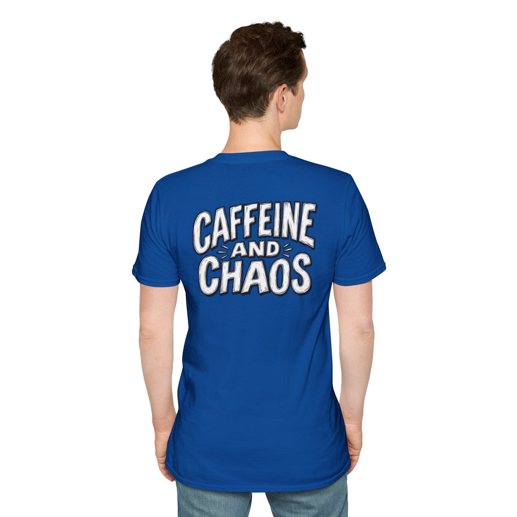 Funny Caffeine and Chaos Shirt Coffee Lover Graphic Tee Dark Humor Tshirt Funny Office Tshirt