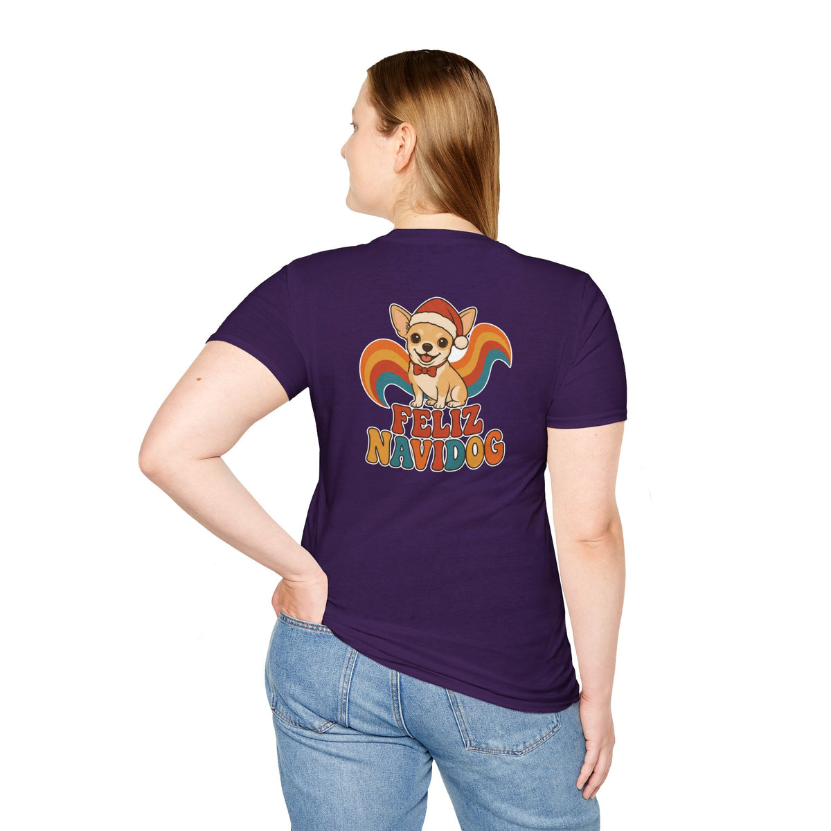 Retro Christmas Dog T-Shirt Feliz Navidog Vintage Dog Lover Shirt Unisex Softstyle Tee Christmas Gift