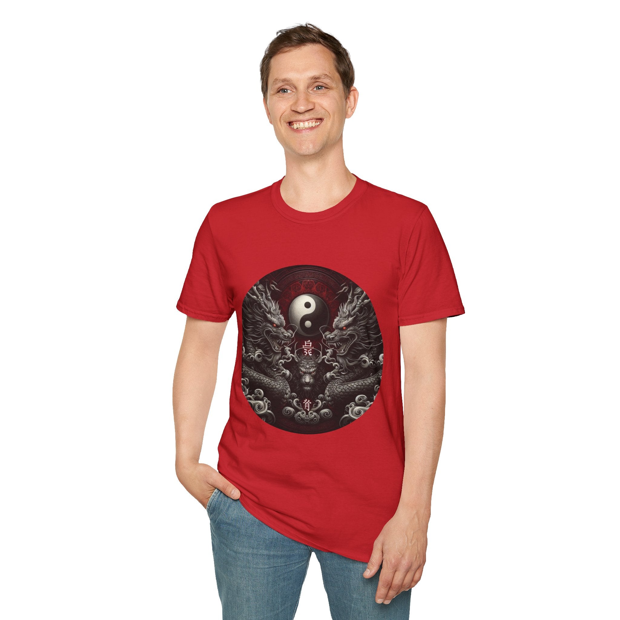 Dragon T-shirt Men Women Graphic Tee Clothing Apparel Symbol Ying Yang Best Gift