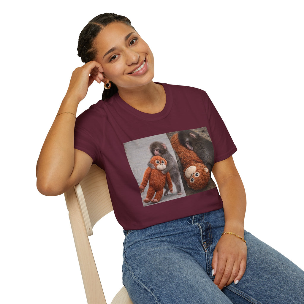 Funny Punch Monkey Viral Animal Tshirt Cute Trendy Unisex Softstyle T-Shirt Gift