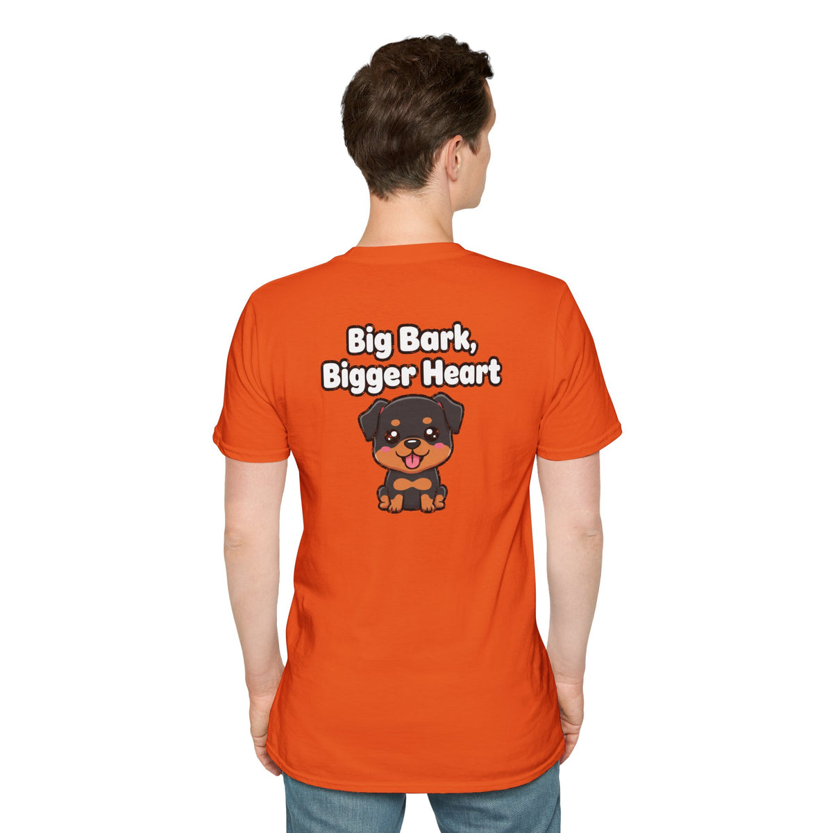 Cute Rottweiler Shirt Big Bark, Bigger Heart Funny Dog Lover Unisex Softstyle Tee Gift