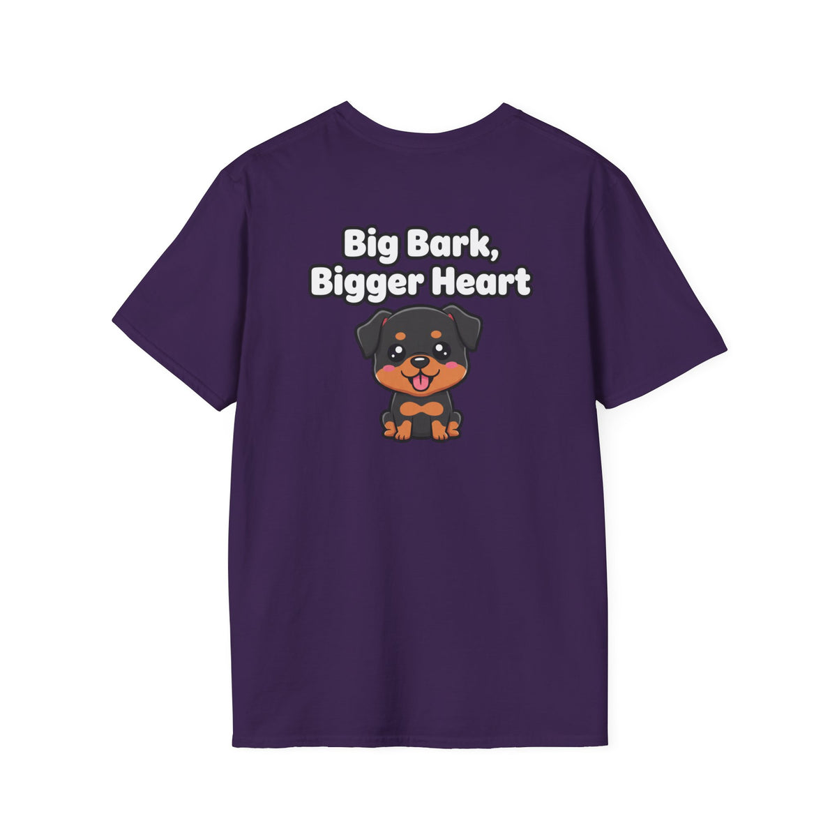 Cute Rottweiler Shirt Big Bark, Bigger Heart Funny Dog Lover Unisex Softstyle Tee Gift