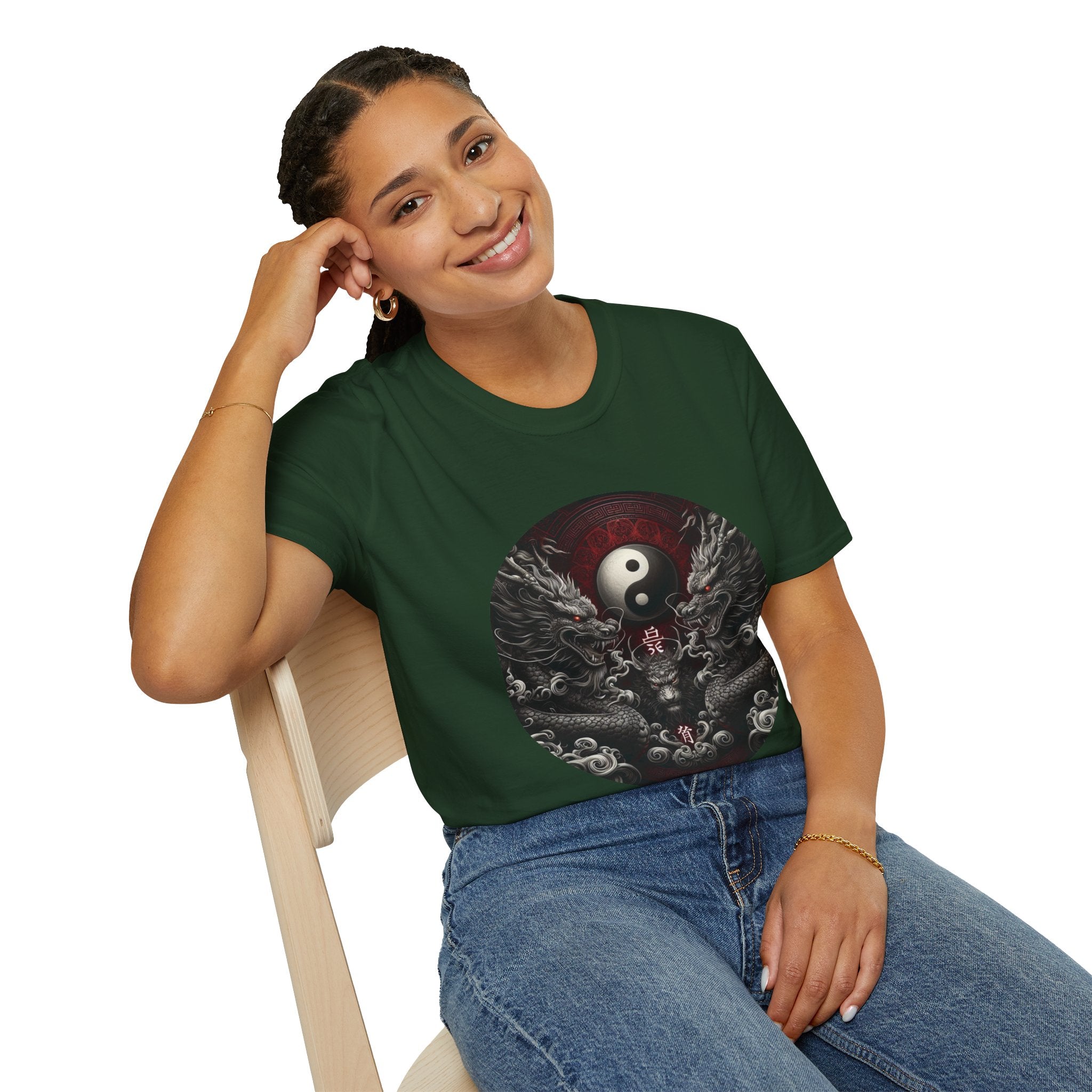 Dragon T-shirt Men Women Graphic Tee Clothing Apparel Symbol Ying Yang Best Gift