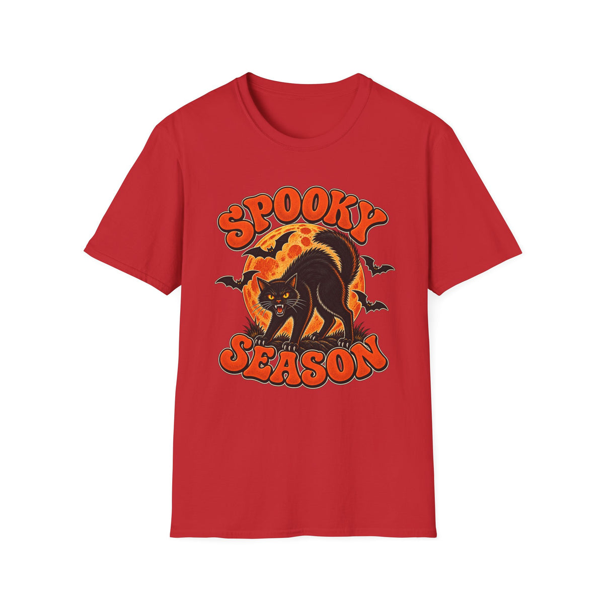 Retro Black Cat Halloween Shirt | Vintage Spooky Season Graphic Tee | Womens Halloween T-Shirt