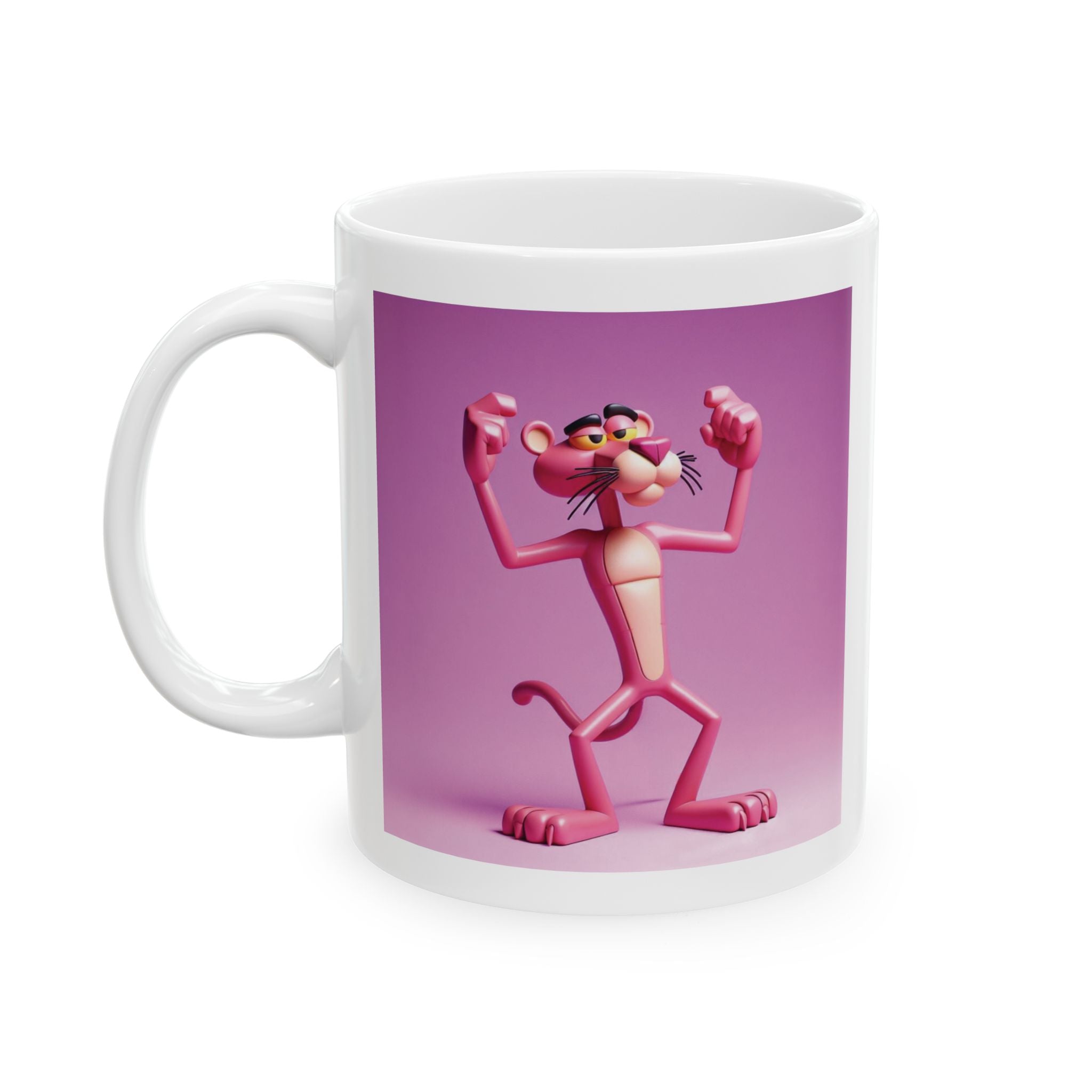 3D Pink Panther Mug Classic Cartoon Ceramic Mug Tea Coffee Cup Gift Ideas Kids 11oz