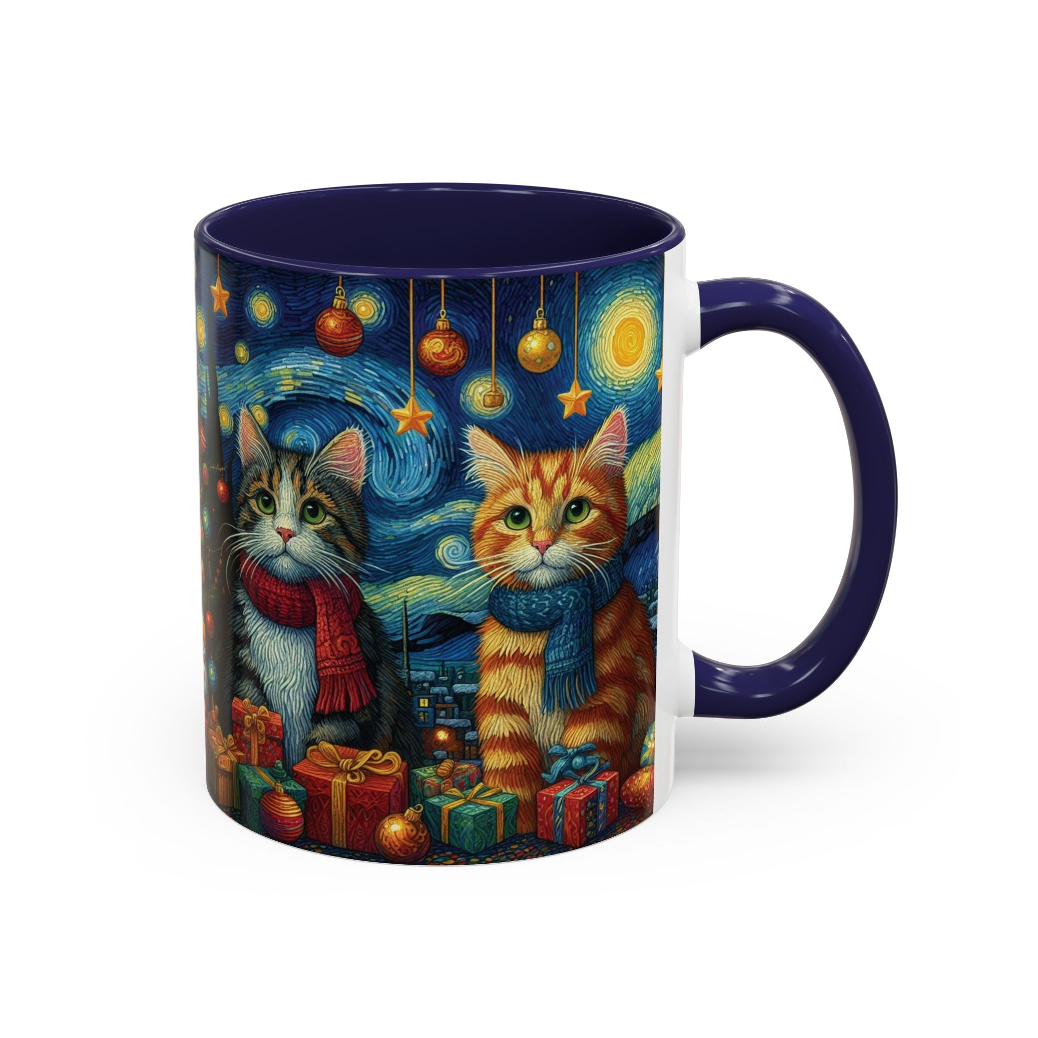 Christmas Mug Cats Mug Mom Van Gogh Art Funny Coffee Tea Ceramic Mug Cup Pink