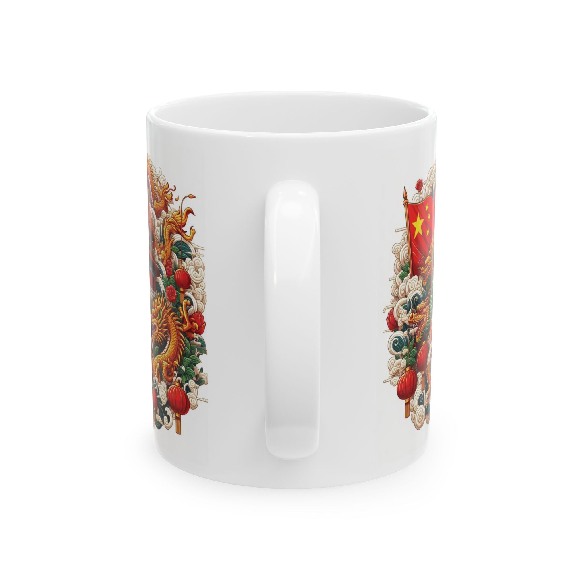 China Mug Chinese Dragon Flag Tea Coffee Cup Unique Gift Tourists Ceramic Mug 11oz