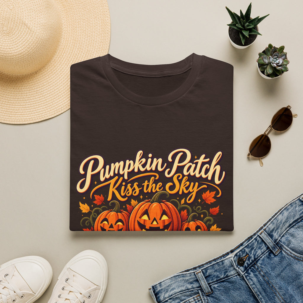 Pumpkin Patch Kiss the Sky Shirt | Cute Fall Jack-O'-Lantern Graphic Tee | Womens Halloween T-Shirt