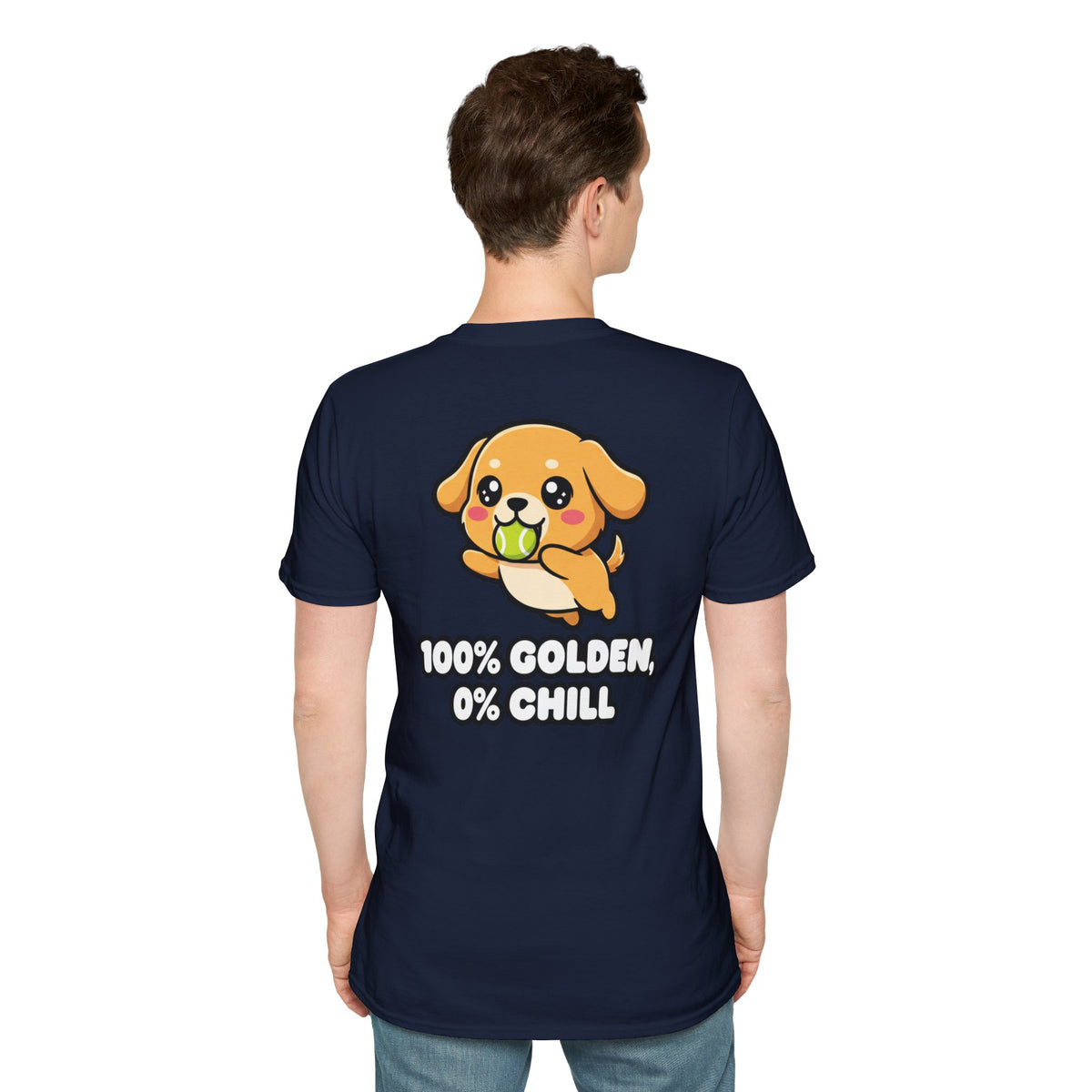 Cute Golden Retriever Shirt 100% Golden, 0% Chill Funny Dog Lover Unisex Softstyle Tee Gift