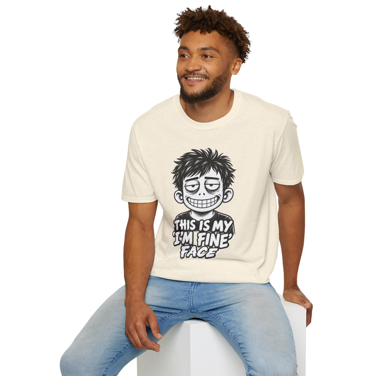 Funny Dark Humor Shirt This Is My I'm Fine Face Funny Office Tee Unique Gift
