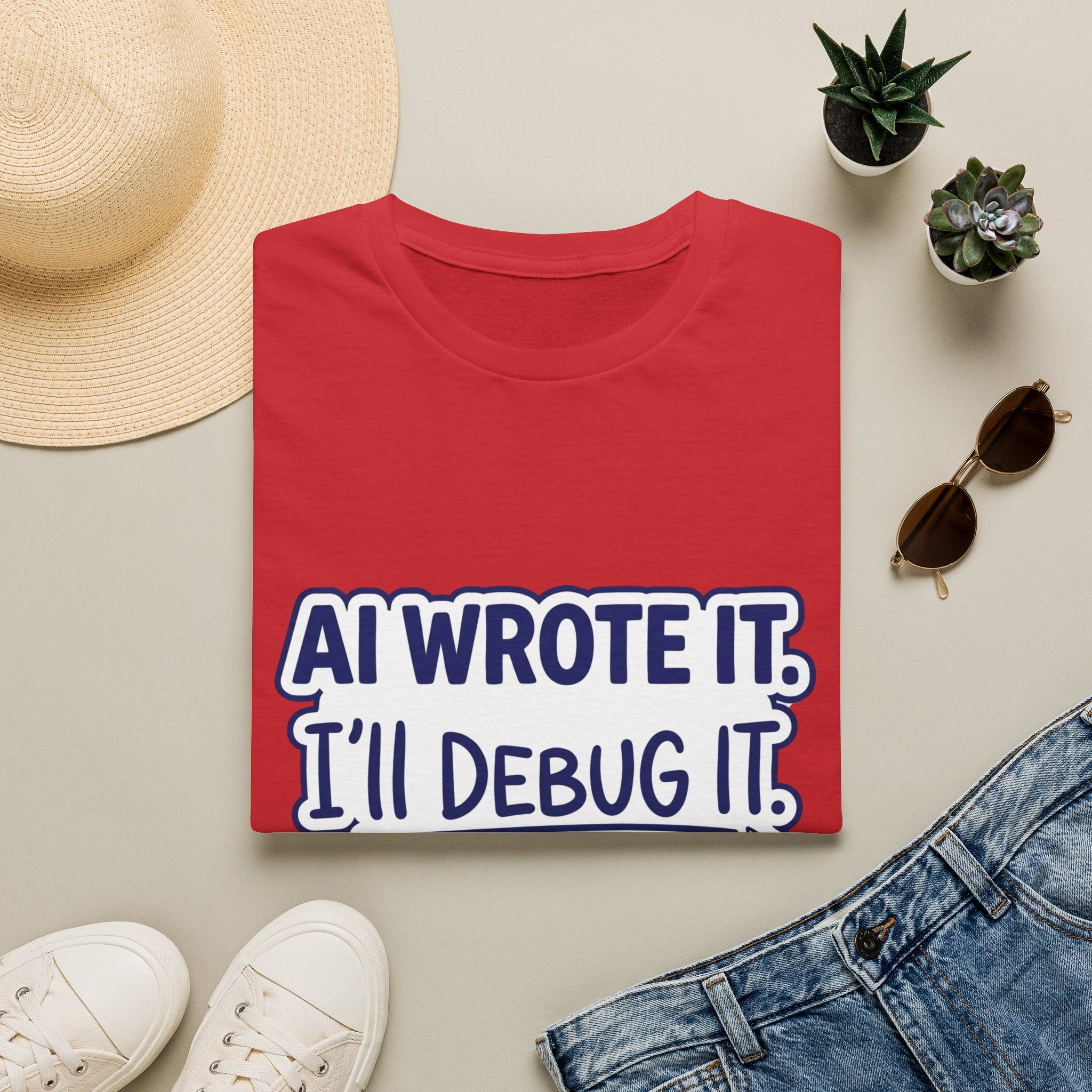 Funny Tshirt AI Wrote It I'll Debug It Shirt Funny Vibe Coding Programmer Tee Unisex Softstyle T-Shirt
