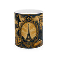 Ceramic Travel Mug Vintage France Emblem Mug Eiffel Tower Fleur de Lis Coffee Cup Gift