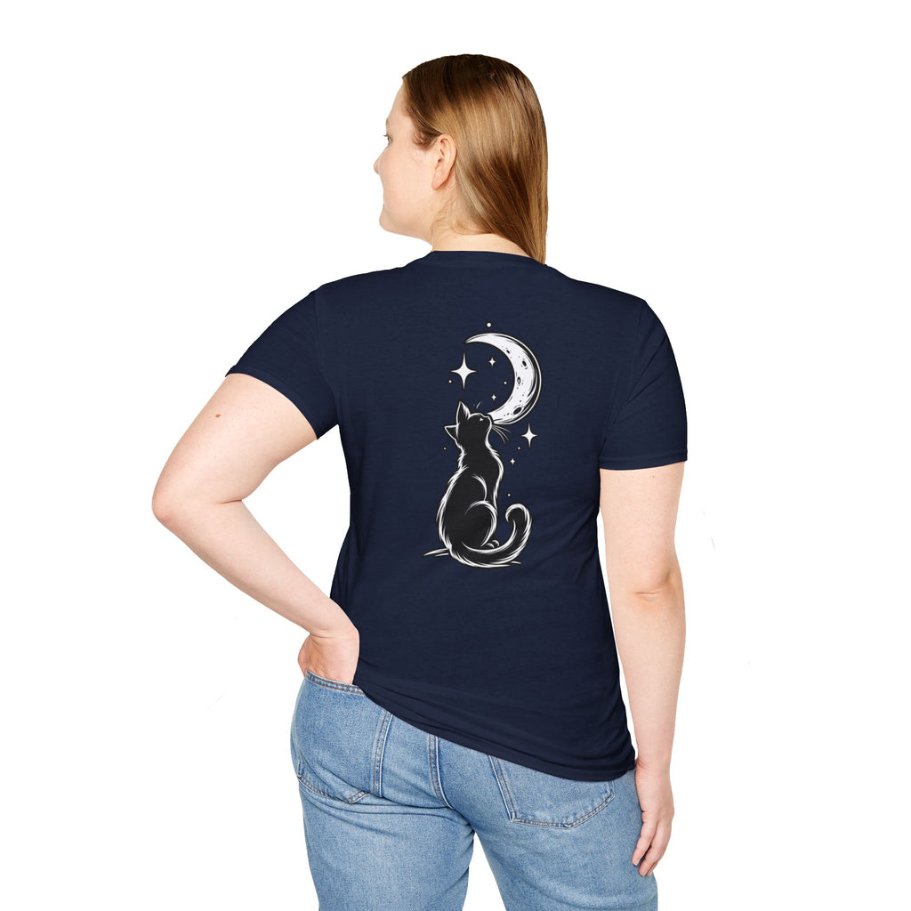 Black Cat Shirt Moon Silhouette Minimalist Funny Cat Lover Graphic Tee Unique Gift Black Cat T shirt