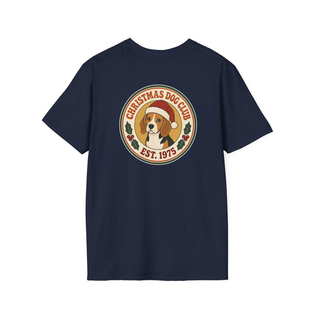 Retro Christmas Dog T-Shirt Christmas Dog Club Vintage Dog Lover Shirt Unisex Softstyle Tee Christmas Gift