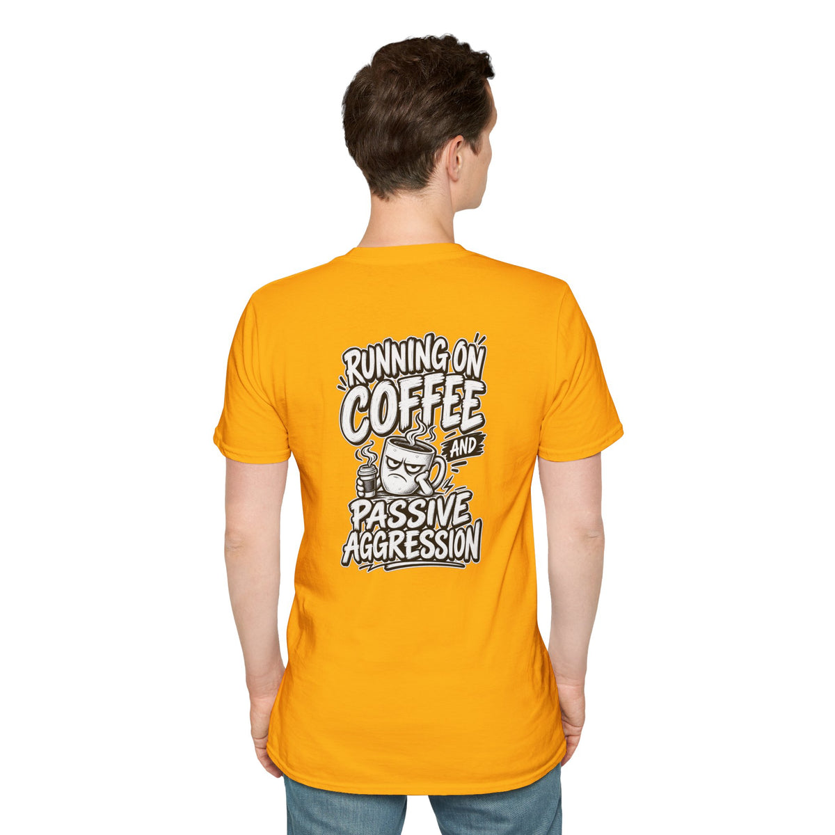 Funny Dark Humor Tshirt Running on Coffee and Passive Aggression Funny Office Tee Gift