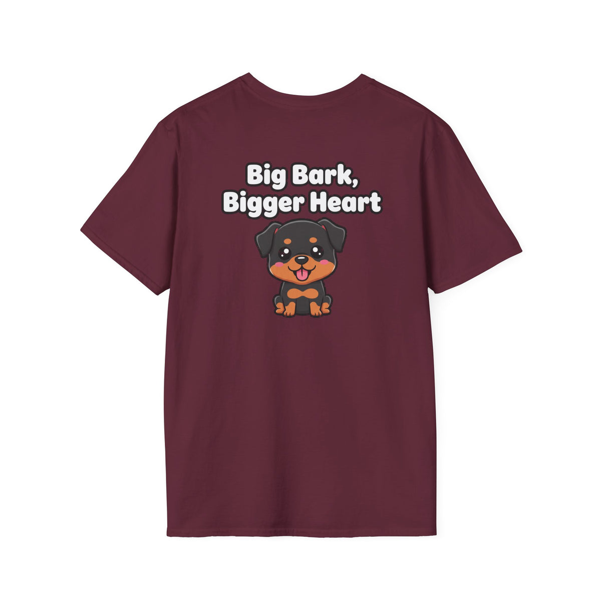 Cute Rottweiler Shirt Big Bark, Bigger Heart Funny Dog Lover Unisex Softstyle Tee Gift