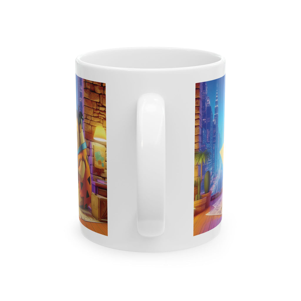 3D Fred Flintstone Mug in Tech Era in New York Ceramic Mug Coffee Cup Gift Kids 11oz