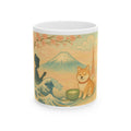 Japan Ceramic Sakura Mount Fuji Shiba Inu Travel Mug Tea Coffee Cup Best Gift 11oz
