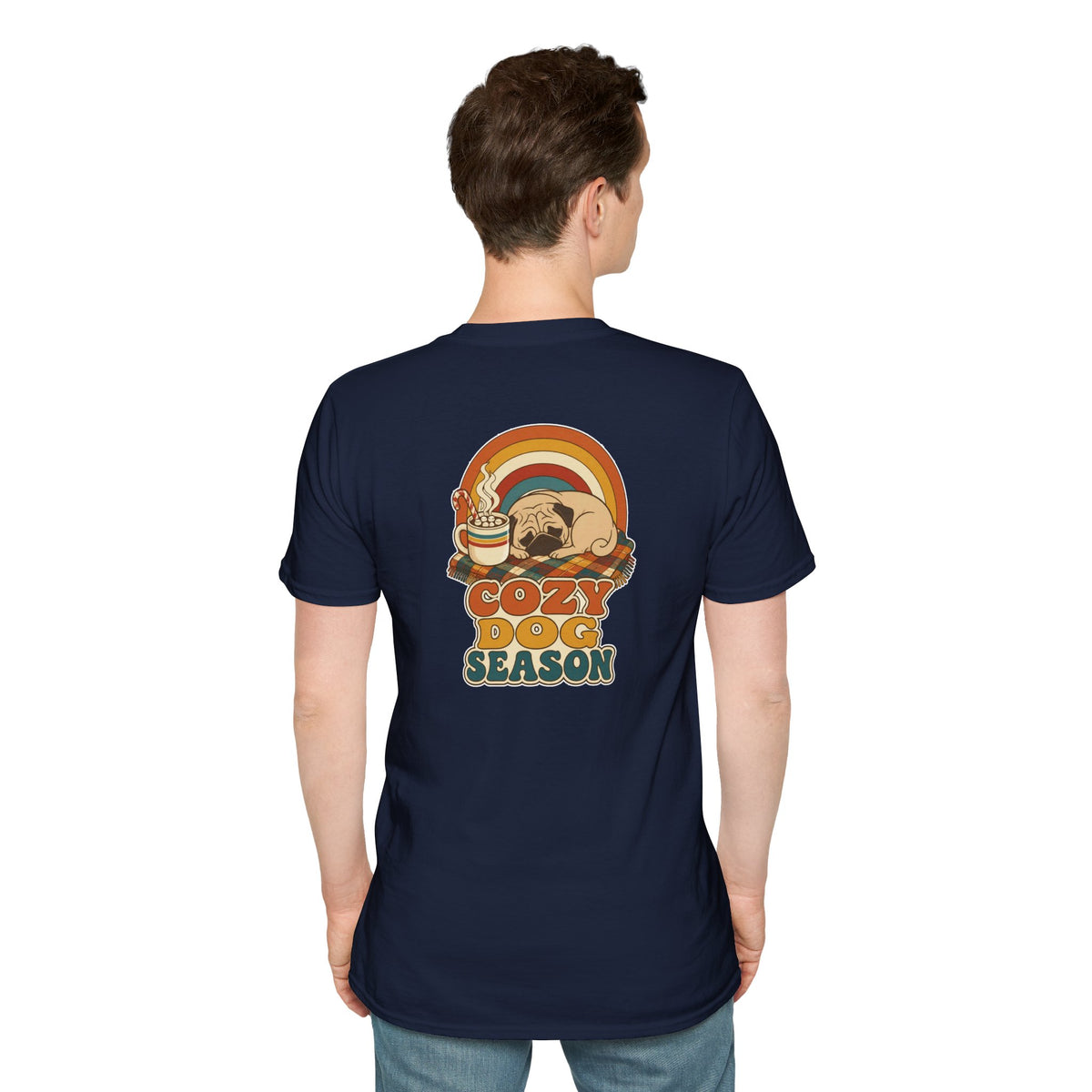 Retro Christmas Dog T-Shirt Cozy Dog Season Vintage Dog Lover Shirt Unisex Softstyle Tee Christmas Gift
