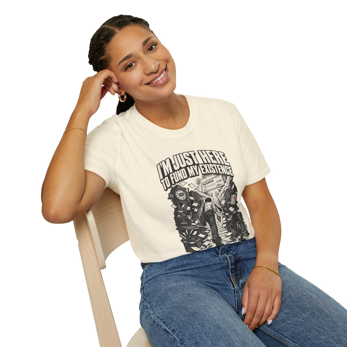 Funny Dark Humor Tshirt — Funny Office Tshirt Dark Humor Graphic Tee Unique Coworker Gift I'M JUST HERE TO FUND MY EXISTENCE Shirt