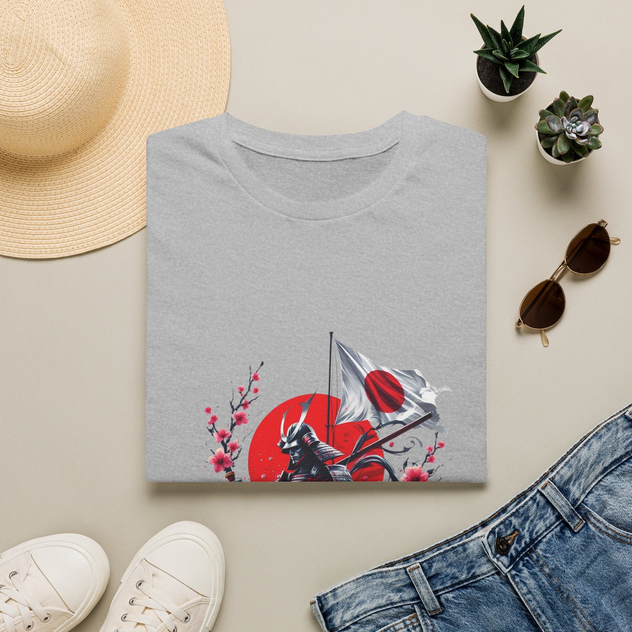 Japan Unisex Softstyle T-Shirt Japanese Art Sakura Samurai Cotton Gift Unique