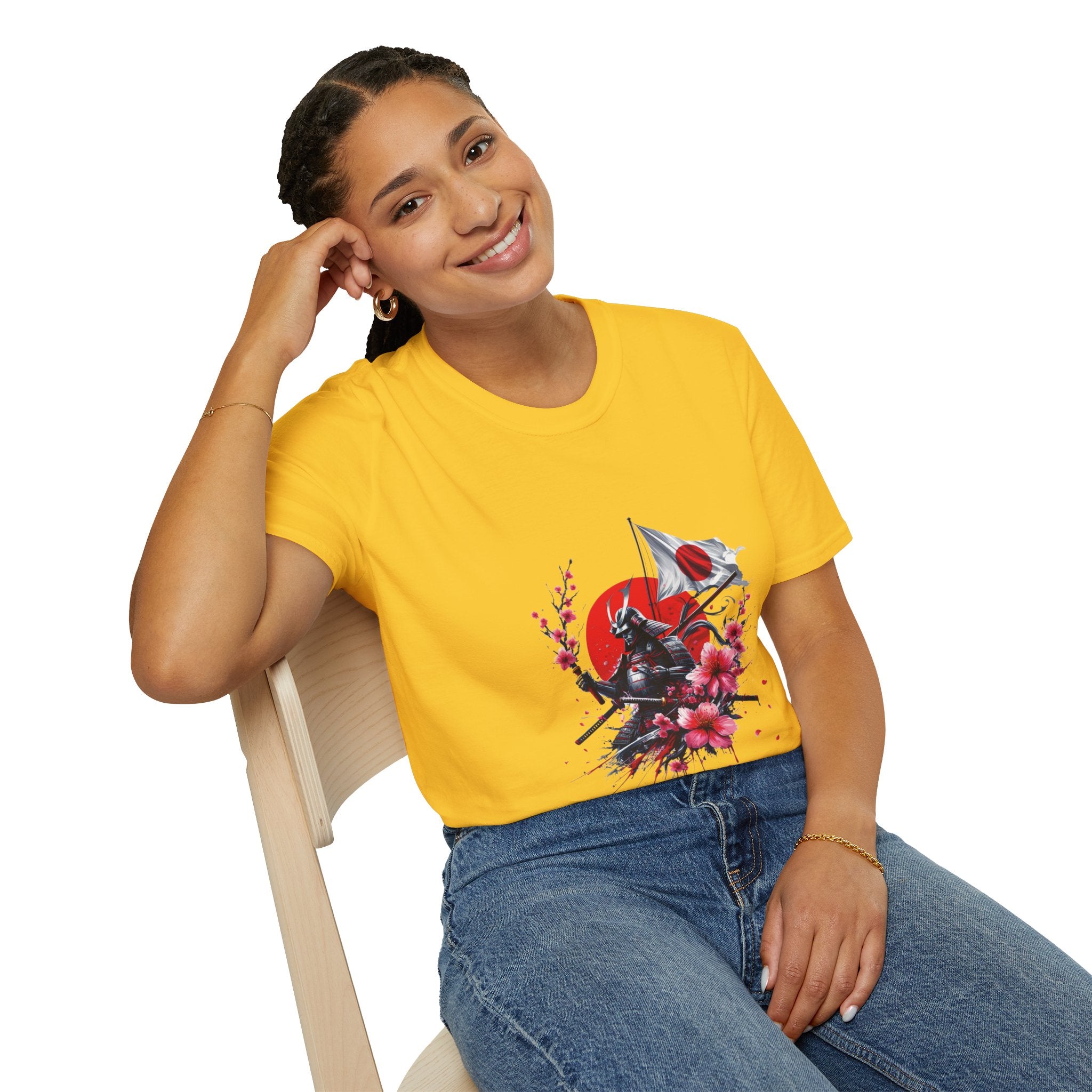 Japan Unisex Softstyle T-Shirt Japanese Art Sakura Samurai Cotton Gift Unique