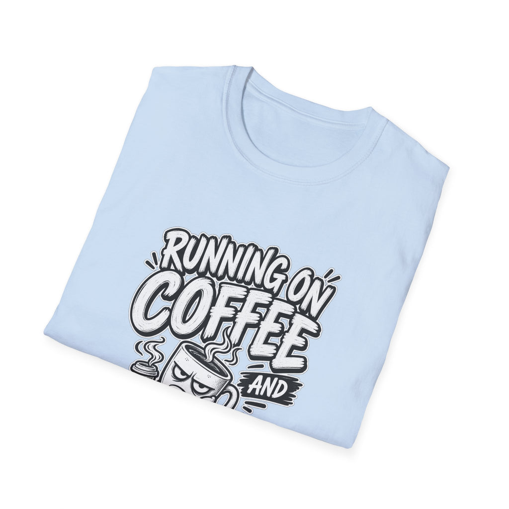 Funny Dark Humor Tshirt — Funny Office Tshirt Dark Humor Graphic Tee Unique Coworker Gift  RUNNING ON COFFEE AND PASSIVE AGGRESSION Shirt