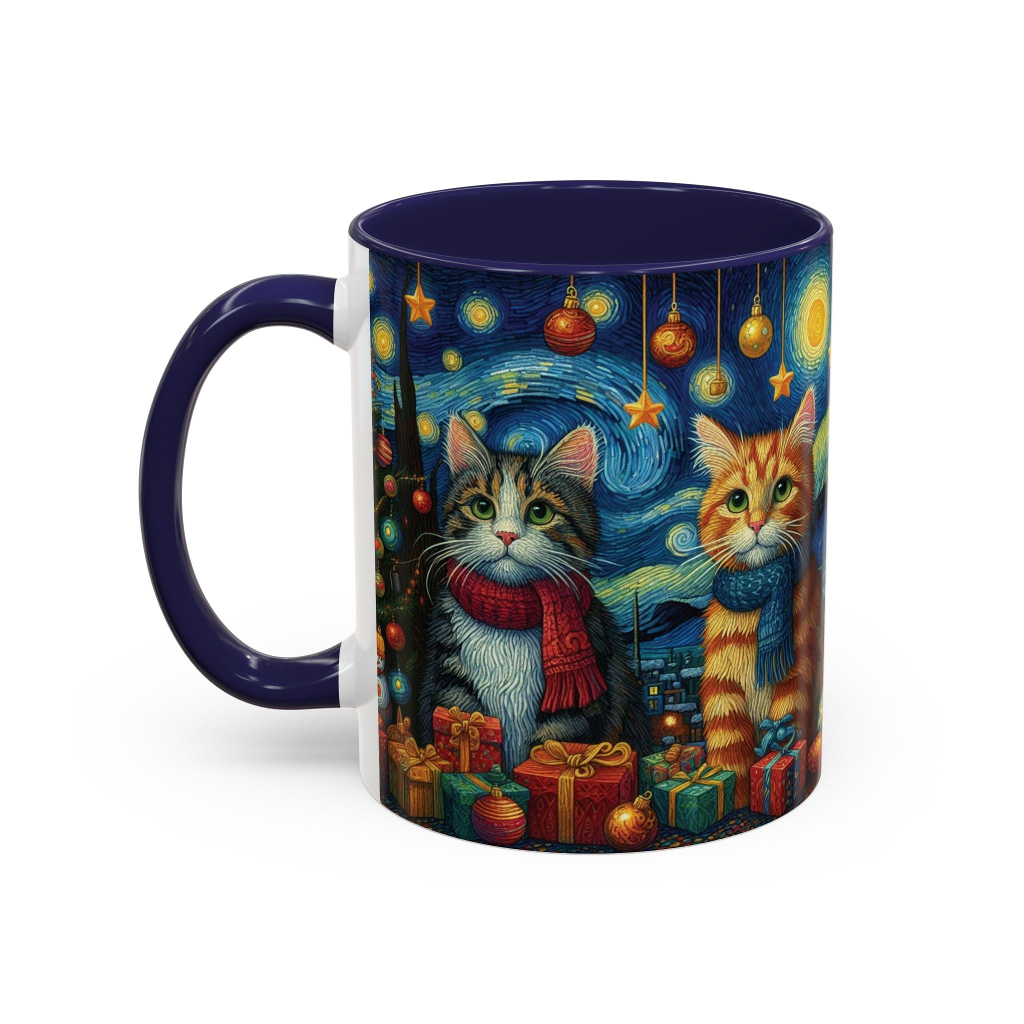 Christmas Mug Cats Mug Mom Van Gogh Art Funny Coffee Tea Ceramic Mug Cup Pink