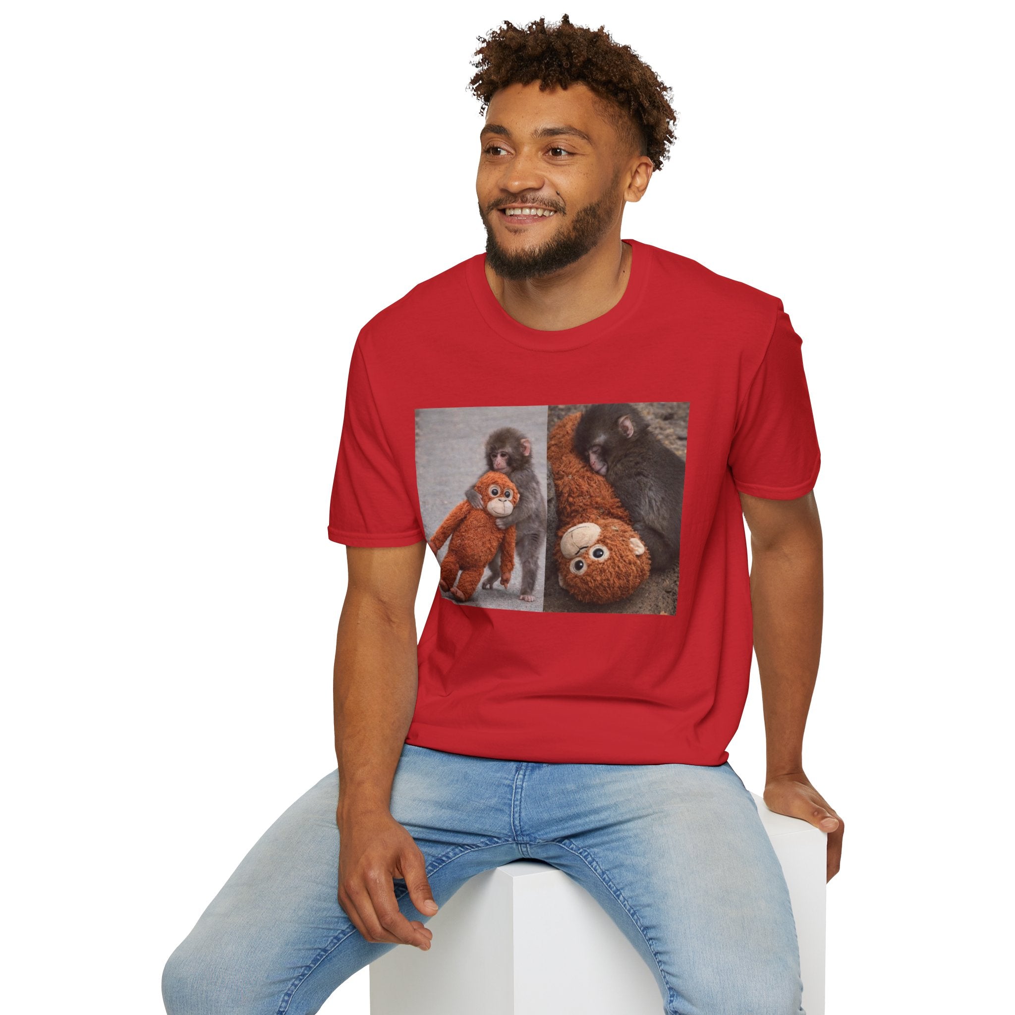 Funny Punch Monkey Viral Animal Tshirt Cute Trendy Unisex Softstyle T-Shirt Gift