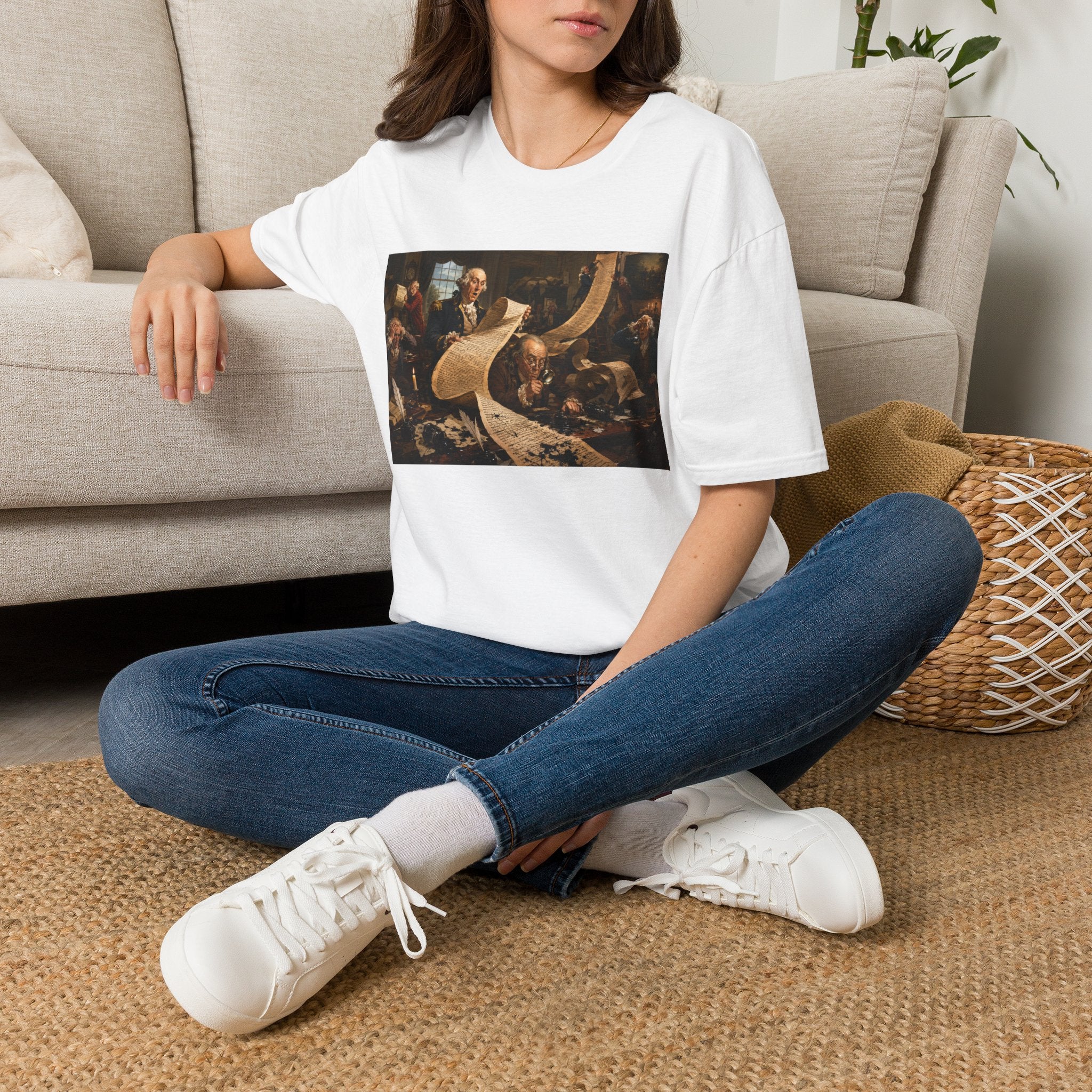 Funny USA Unisex Softstyle T-Shirt Giant Declaration Team Funny Patriotic T-Shirt United States of America Benjamin Franklin George Washington Tshirts
