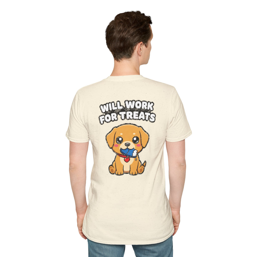 Cute Labrador Shirt Will Work For Treats Funny Dog Lover Unisex Softstyle Tee Gift