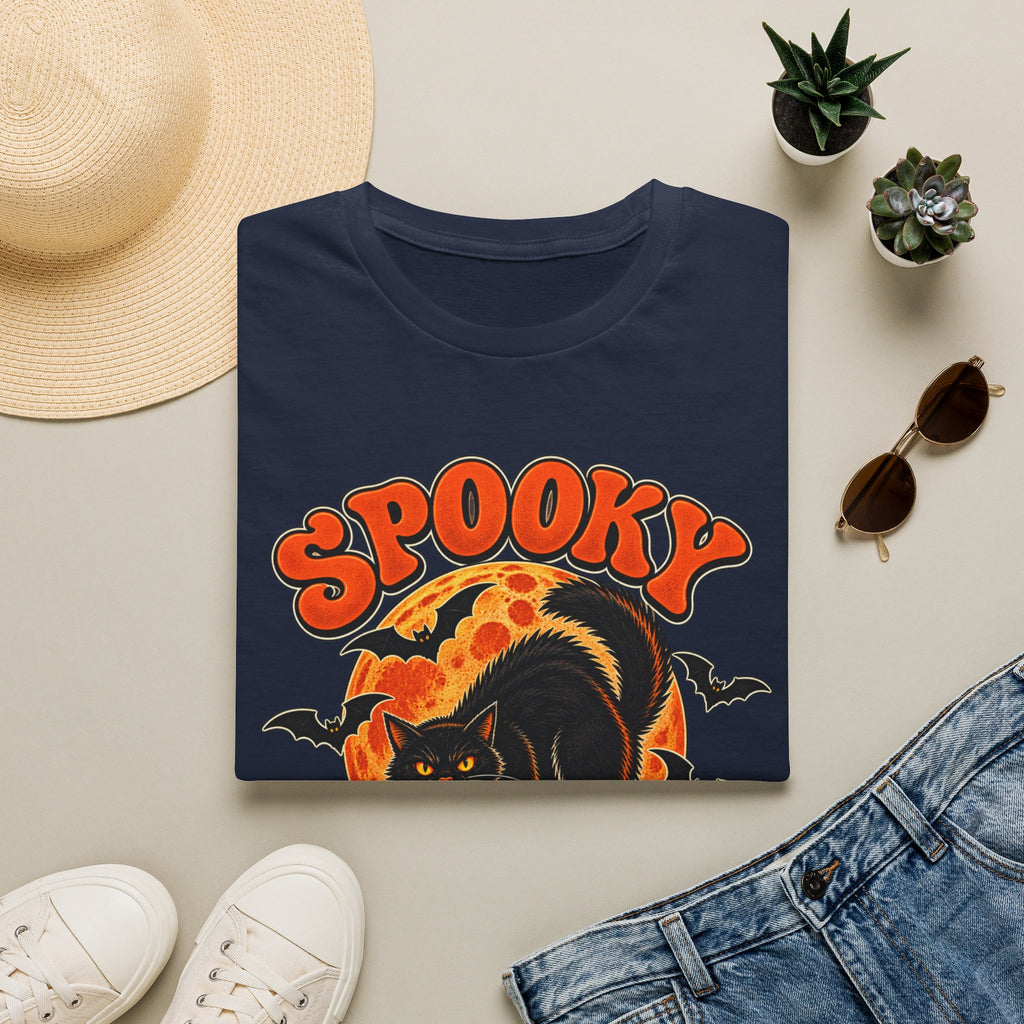 Retro Black Cat Halloween Shirt | Vintage Spooky Season Graphic Tee | Womens Halloween T-Shirt