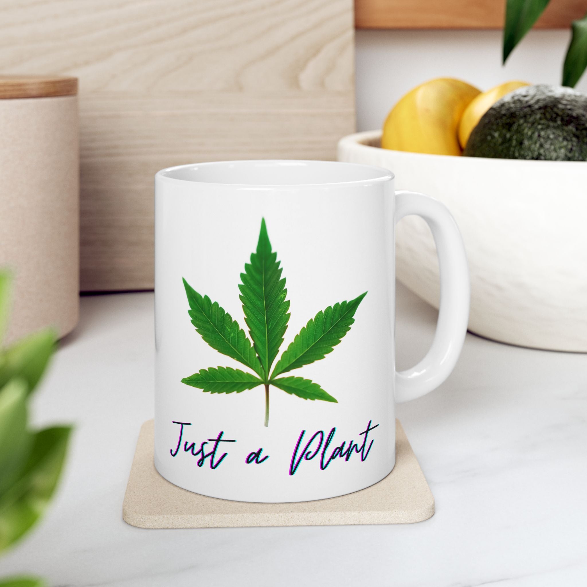 Ceramic Marijuana Leaf Mug 11oz White 0.33l Coffee Birthday Gift 11oz