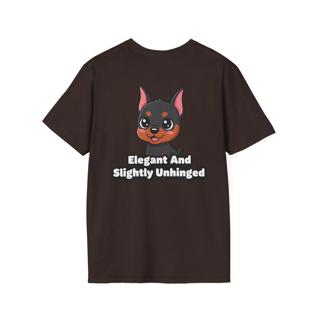 Cute Doberman Shirt Elegant And Slightly Unhinged Funny Dog Lover Unisex Softstyle Tee Gift