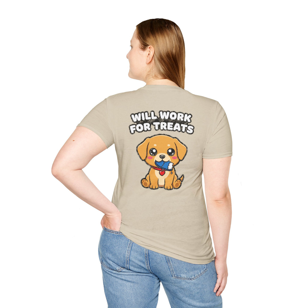 Cute Labrador Shirt Will Work For Treats Funny Dog Lover Unisex Softstyle Tee Gift