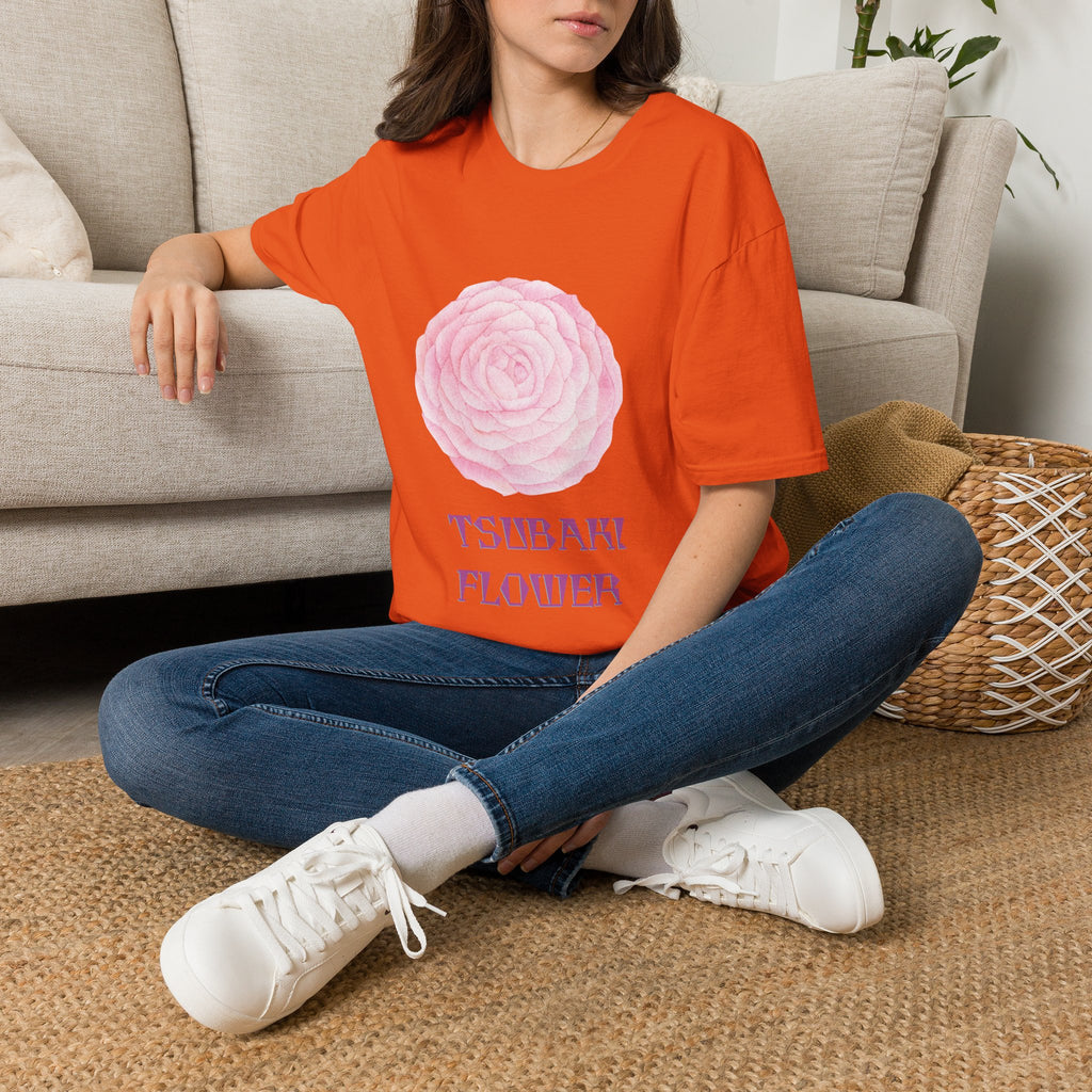 Tsubaki Japanese Camellia Unisex Softstyle T-Shirt Gift Cotton Japan Art Flower