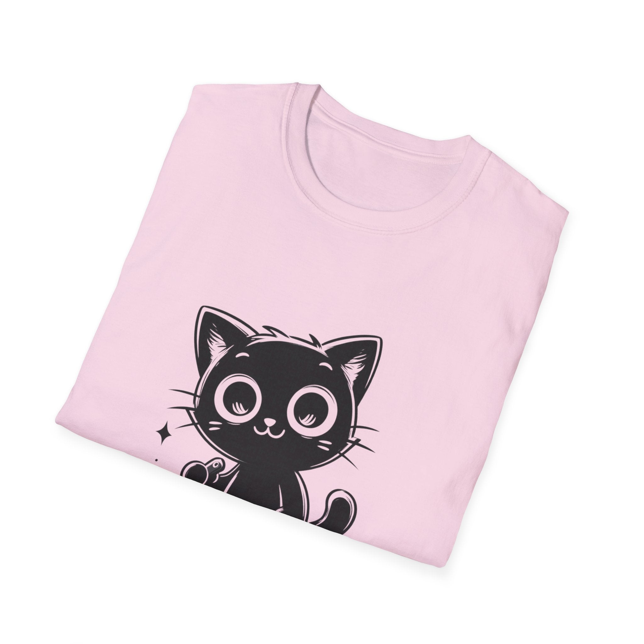 Women's and Men's Funny Cat T-shirt you saw nothing cat with bloody knife Halloween tee Soft Unisex Tshirt Gift for Her