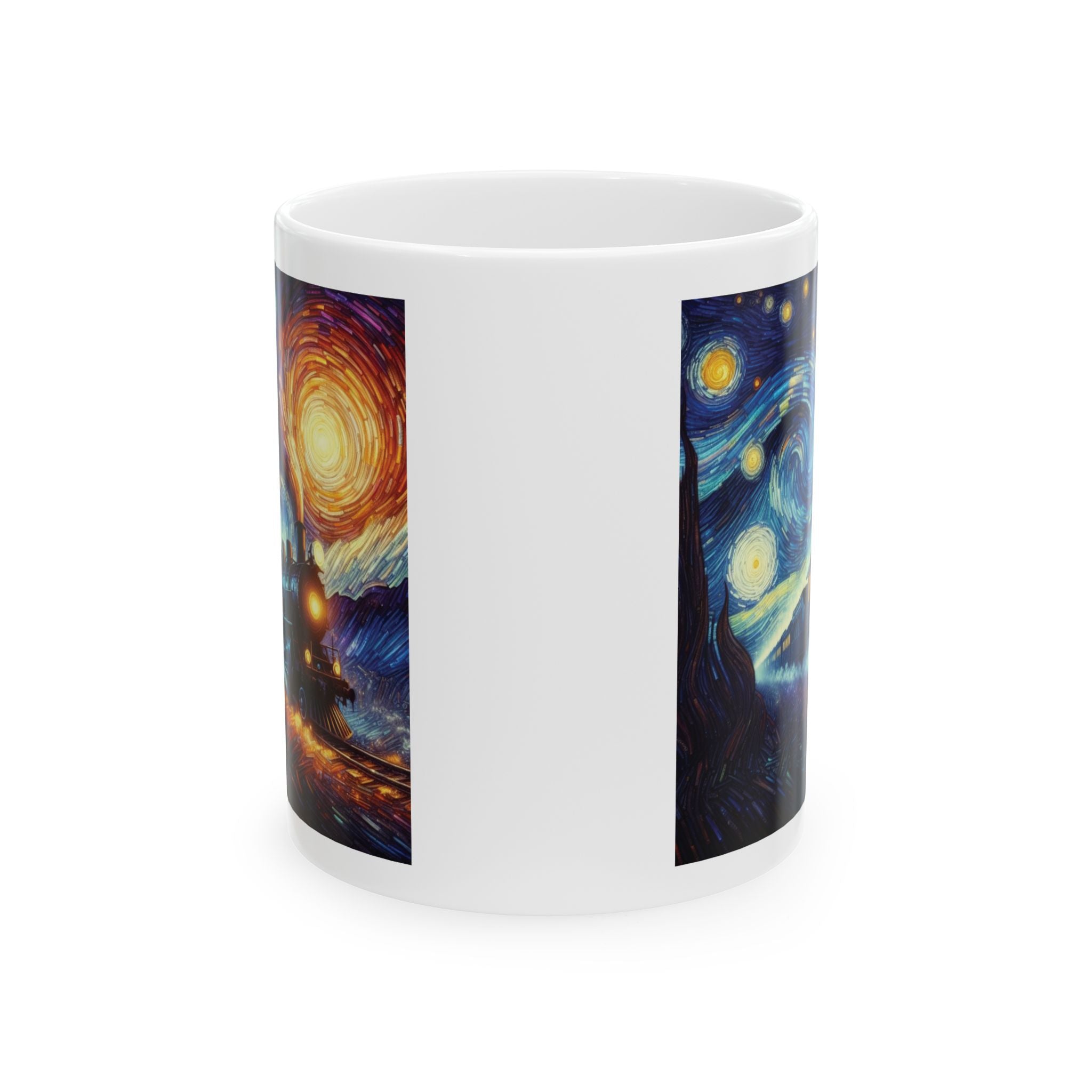 Stunning Steam Train Mug Van Gogh Starry Night Tea Coffee Cup Cute Unique Gift 11oz