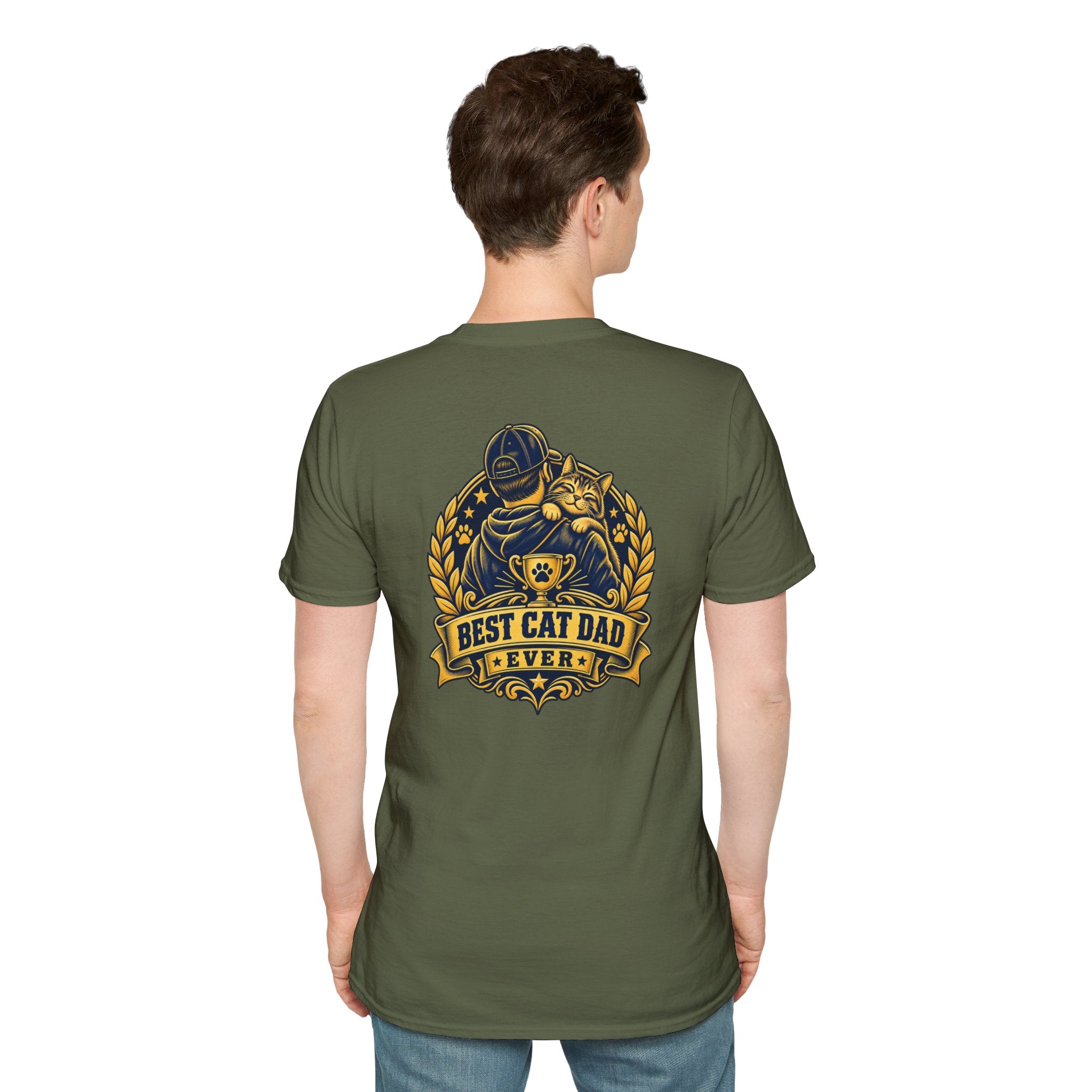 Best Cat Dad Ever Shirt Vintage Trophy Badge Cat Lover Graphic Tee Dark Humor Tee Unique Gift Funny Tshirt