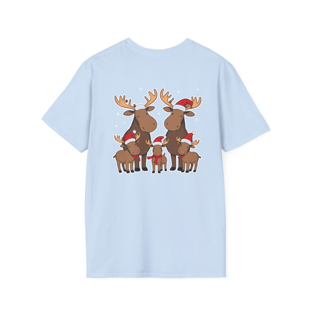 Christmas Moose Family T-Shirt | Cute Cartoon Holiday Design Unique Holiday Gift Shirt