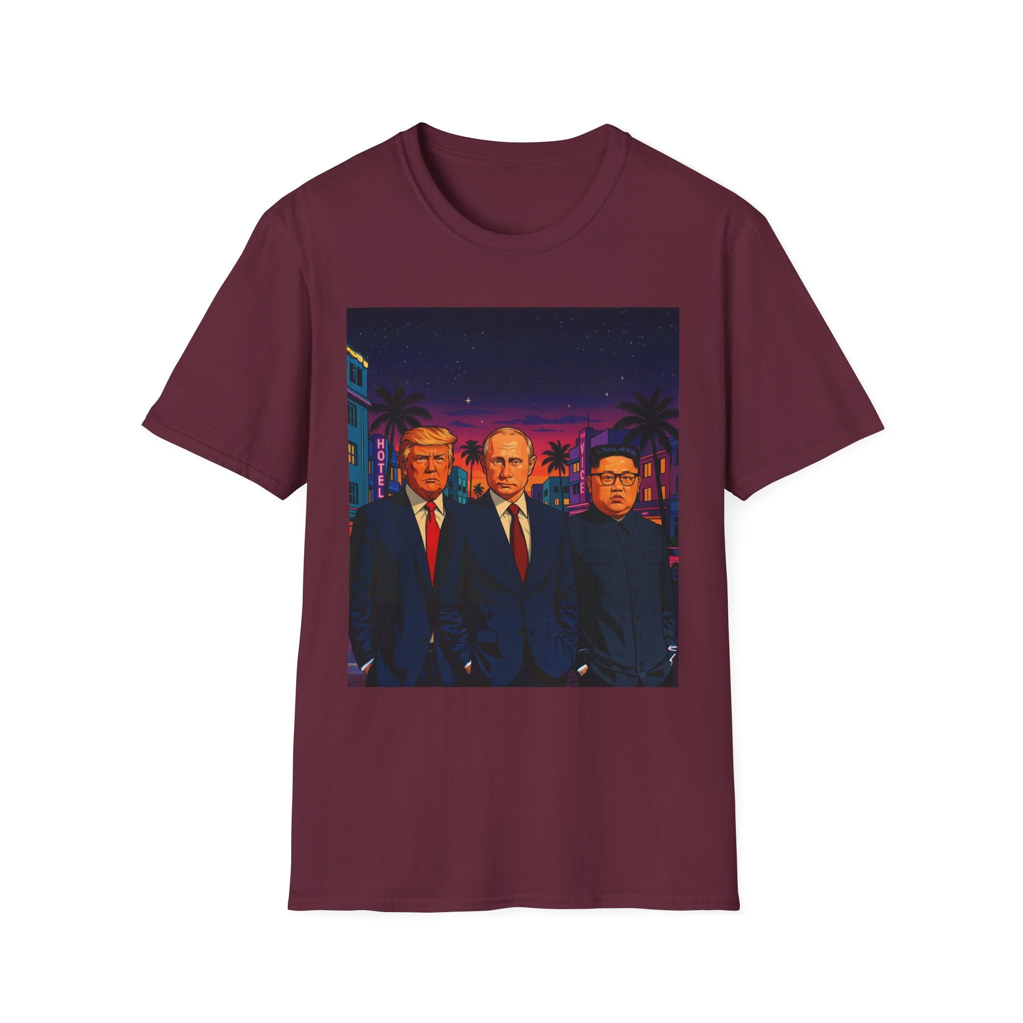 Funny Donald Trump Kim Putin in Miami T-Shirt Unique Unisex Softstyle Gift New