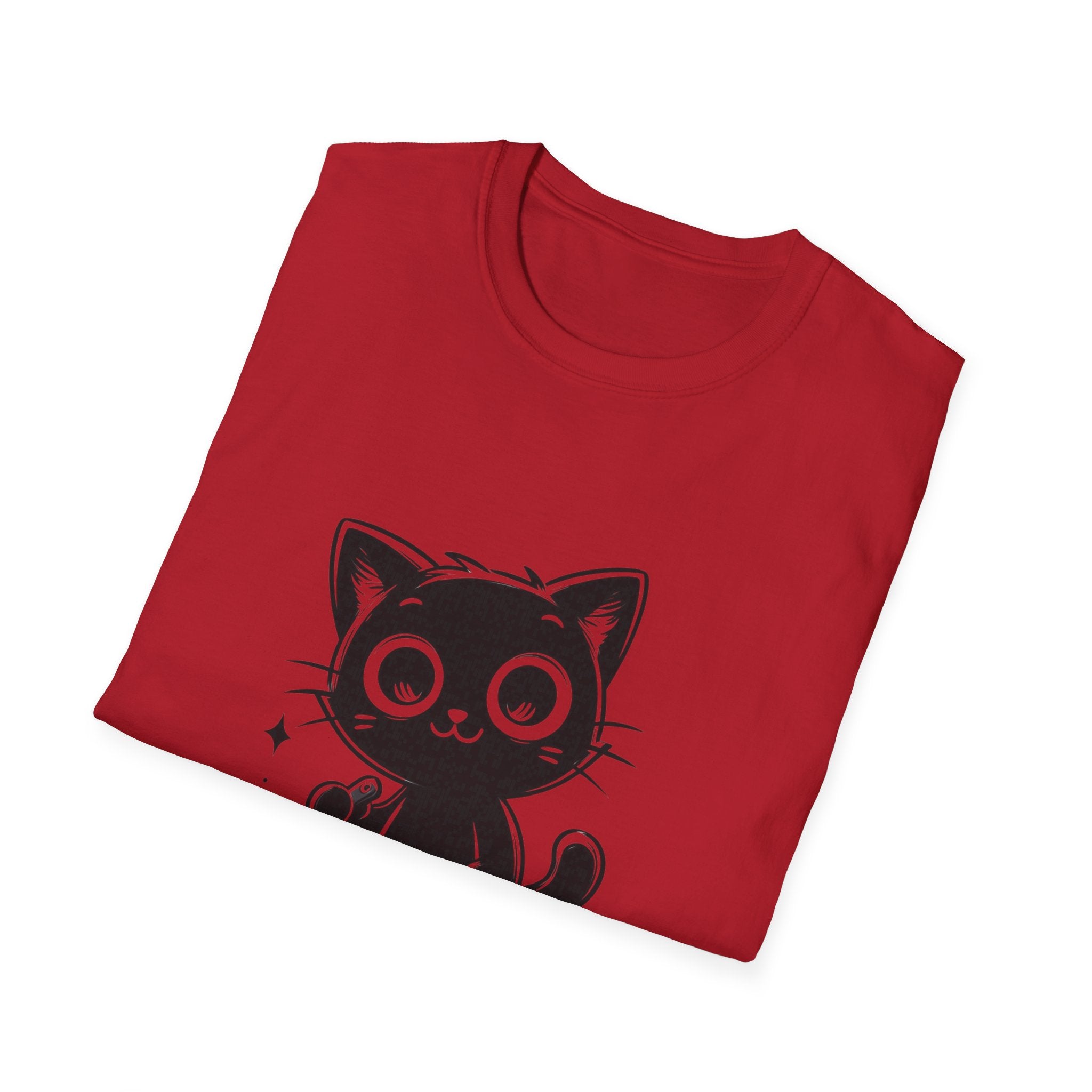 Women's and Men's Funny Cat T-shirt you saw nothing cat with bloody knife Halloween tee Soft Unisex Tshirt Gift for Her