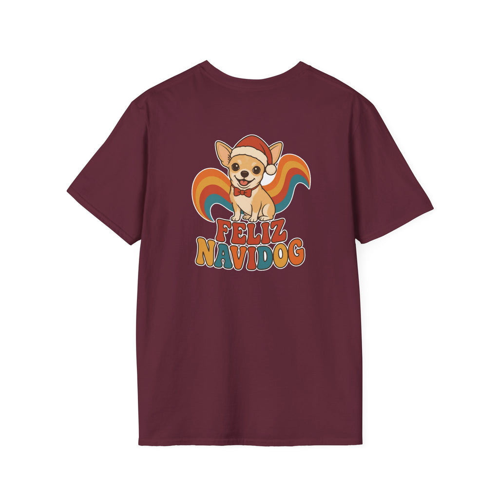 Retro Christmas Dog T-Shirt Feliz Navidog Vintage Dog Lover Shirt Unisex Softstyle Tee Christmas Gift