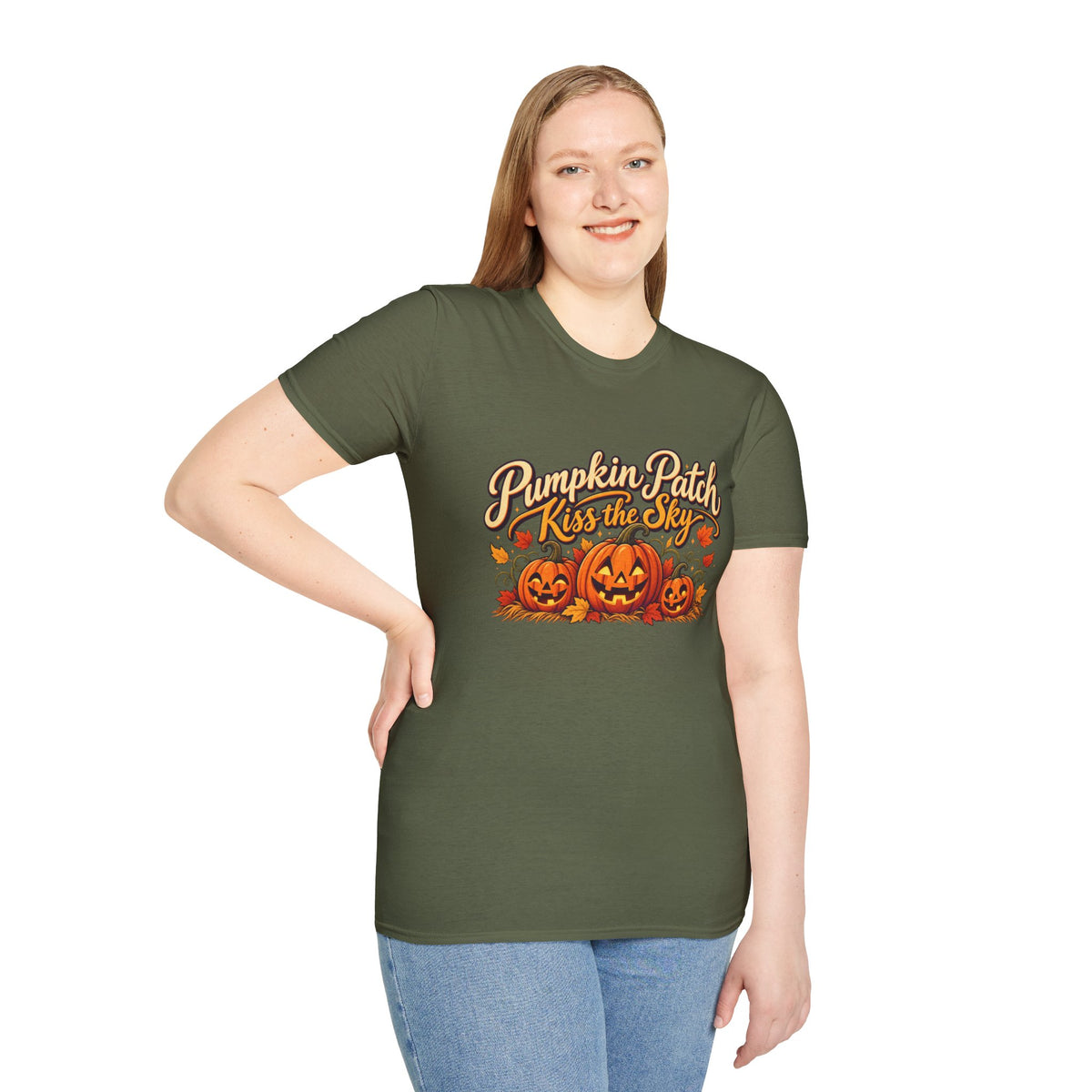 Pumpkin Patch Kiss the Sky Shirt | Cute Fall Jack-O'-Lantern Graphic Tee | Womens Halloween T-Shirt