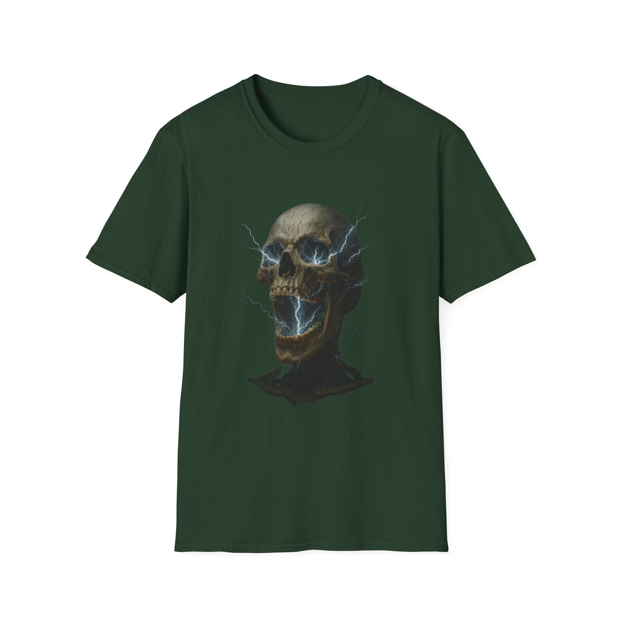 Funny Mens Electric Skull T-Shirt Classic Short Sleeve Shirt Apparel Clothing